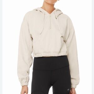 Alo Yoga Stadium Half Zip Hoodie- Bone Color